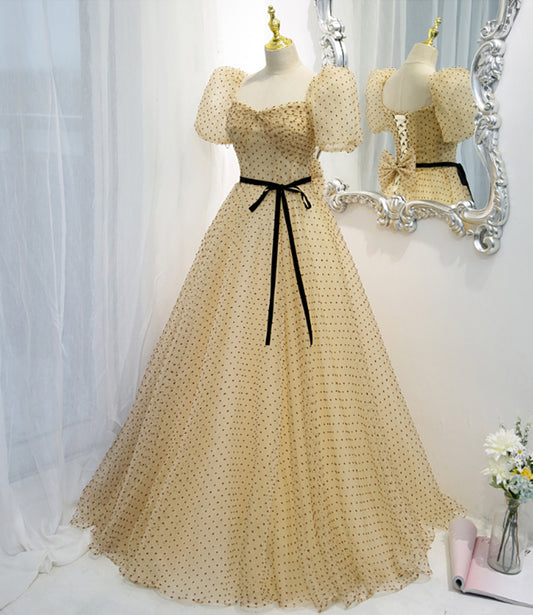 Lovely tulle long A line prom dress evening dress  8821