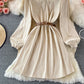 Sweet Lace Long Sleeve Dress A Line Fashion Dress  10841