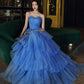 Blue tulle long prom dress blue evening dress  8522