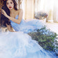 Amazing tulle long prom dress blue evening dress  8516