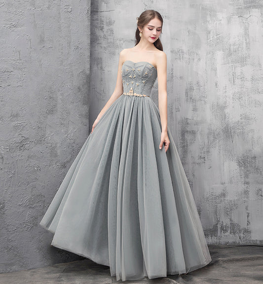 Cute tulle long prom dress evening dress  8493