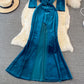 Stylish V Neck Velvet Long Dress Fahsion Dress  10938