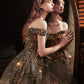 Langes Ballkleid mit glänzenden Pailletten Abendkleid in A-Linie 8577