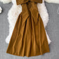 Cute Bow Velvet Backless Dress Fashion Dress  10848