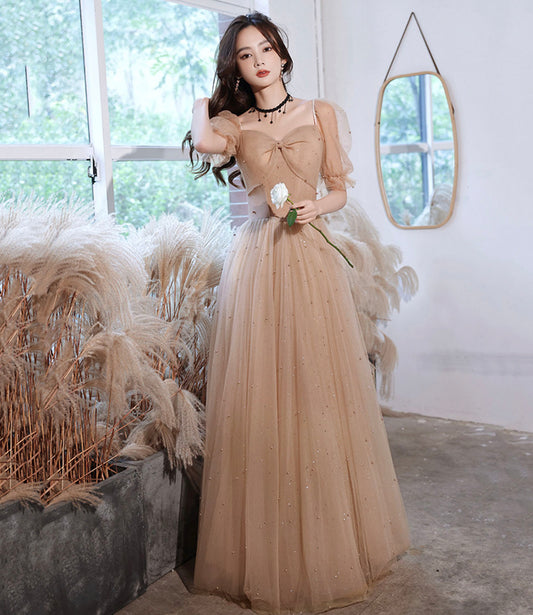 Cute tulle long prom dress A line evening dress  10430