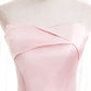 Pink satin long prom dress pink evening dress  8550