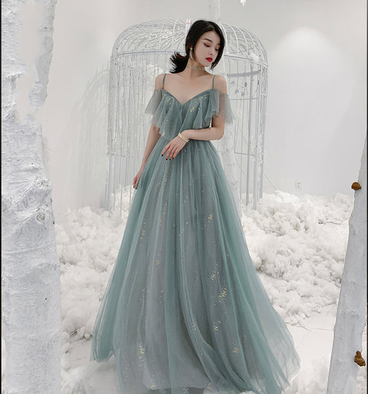 Süßes Tüll langes A-ine Ballkleid Abendkleid 10137