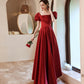 Langes A-Linien-Abschlussballkleid aus rotem Satin, rotes Abendkleid 10529