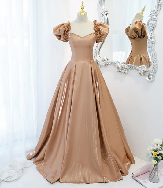 Cute satin long A line prom dress evening dress  8813