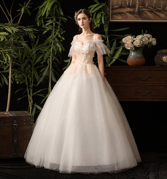 Cute tulle lace long prom dress A line evening gown  10086