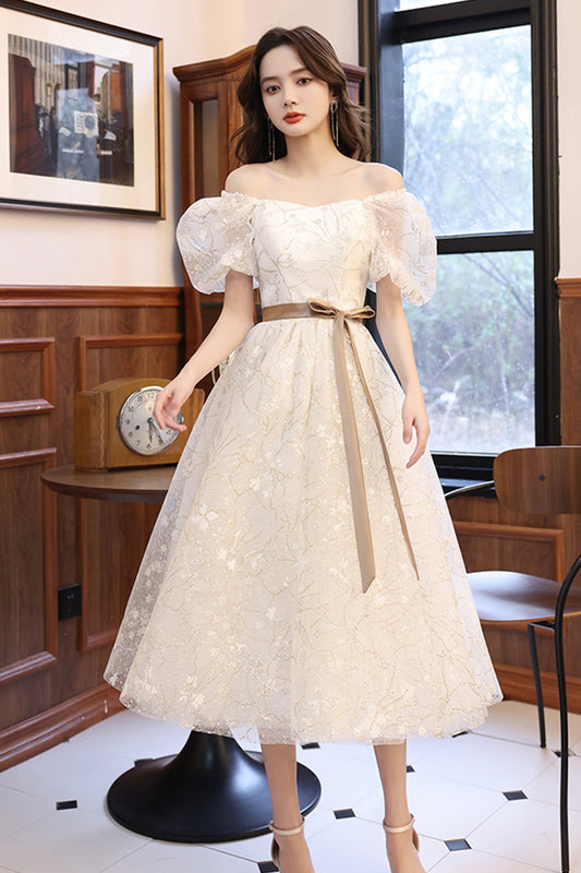 Sweet A line sequins short prom dress  8677