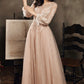 Stylish tulle lace long prom dress long sleeve evening dress  10176