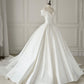 White satin long ball gown dress wedding dress  8805
