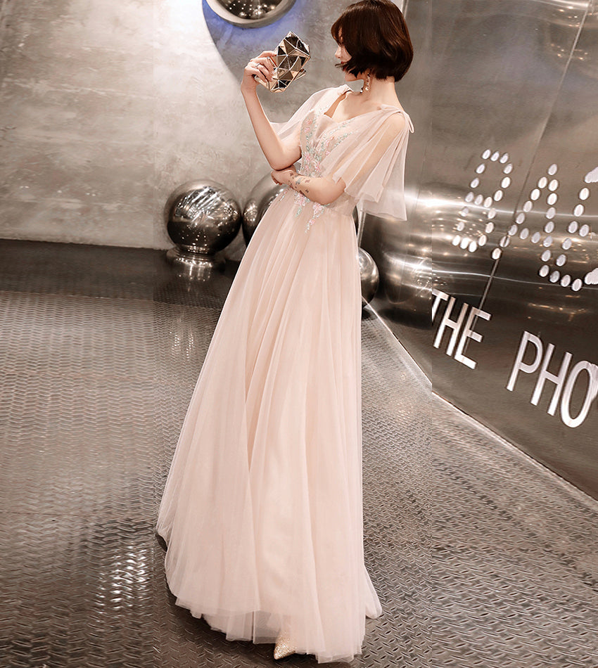 Stilvolles V-Ausschnitt Tüll Spitze langes Ballkleid formelles Kleid 8535