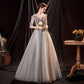 Gray tulle sequins long ball gown dress formal dress  10147