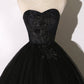 Black lace long ball gown dress A line formal dress  8641