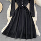 Black A Line Long Sleeve Dress Fashion Dress  10903