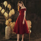 Burgundy satin short prom dress homecoming dress  10417