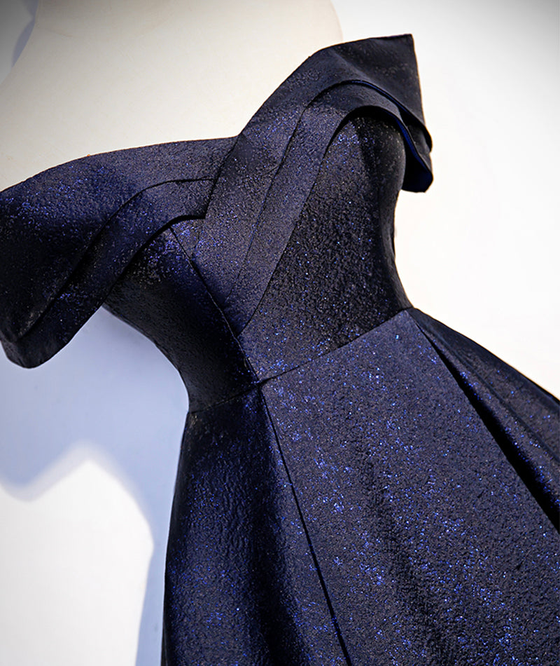 Langes Ballkleid aus blauem Satin, formelles Kleid 8551