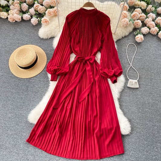 Simple Chiffon Long Sleeve Dress A Line Fashion Dress  10845