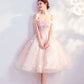 Pink tulle lace short prom dress homecoming dress  8452