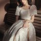 Süßes A-Linie Pailletten langes Ballkleid weißes Abendkleid 8675