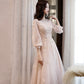 Cute tulle lace long prom dress A line evening dress  10468