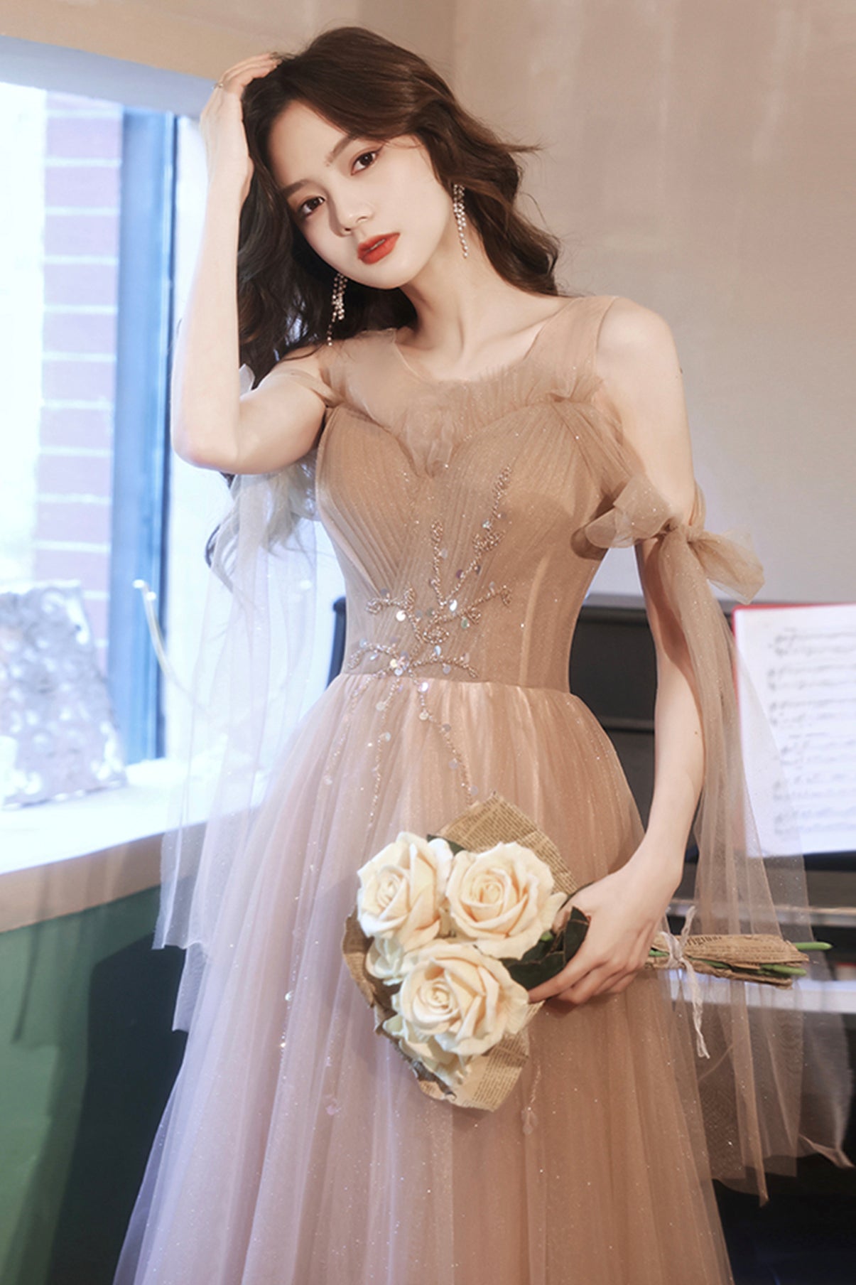 Süßes Tüll langes A-Linie Ballkleid Abendkleid 8667