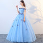 Blue tulle long ball gown dress formal dress  8627