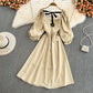 Cute Bow Puff Sleeve Dress  10724