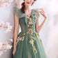 Green tulle long A line prom dress evening dress  8709