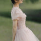 Pink tulle long A line prom dress evening dress  8735