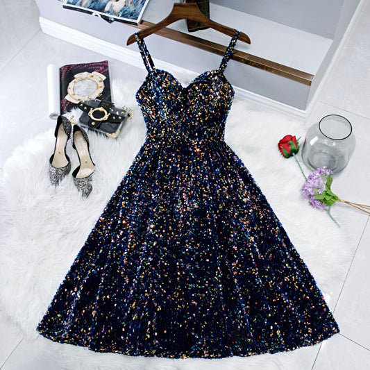 Sparkling sequins short prom dress party dress  8207