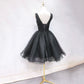 Black v neck beads short prom dress homecoming dress  10247