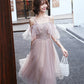 Pink tulle lace short prom dress homecoming dress  8851