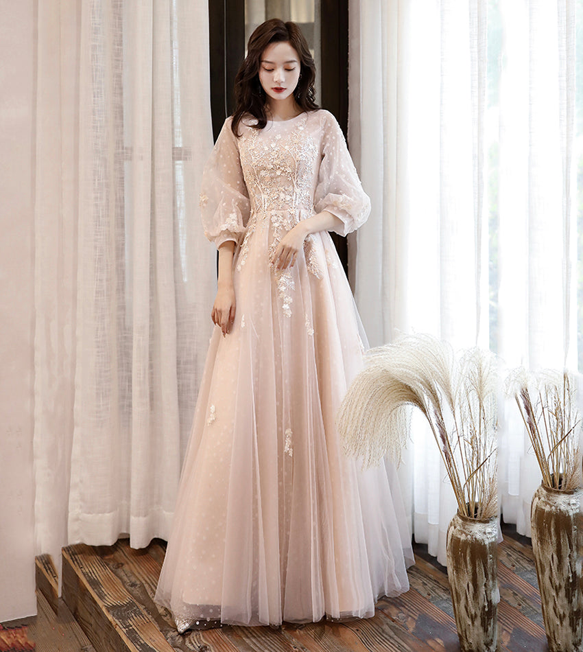 Cute tulle lace long sleeve dress evening dress  8536
