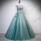 Green tulle lace long ball gown dress formal dress  8617