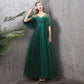 Green tulle long A line prom dress green evening dress  8868