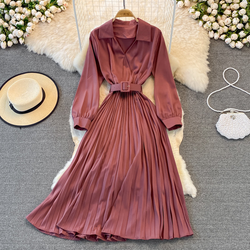 Einfaches A-Linien-Kleid mit V-Ausschnitt Modekleid 10967