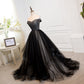Black tulle long prom dress evening dress  8283