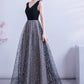 Black tulle sequins long A line prom dress evening dress  8731