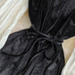 Schwarzes Samtkleid mit langen Ärmeln Modekleid 10954