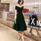 Green velvet short prom dress homecoming dress  8483