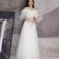 Einzigartiges langes Ballkleid aus Tüll mit Pailletten, weißes Abendkleid 8534