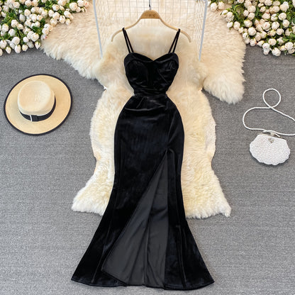 Sexy Velvet Long Dress Fashion Dress  10935