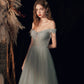 Shiny tulle sequins long prom dress green evening dress  8620