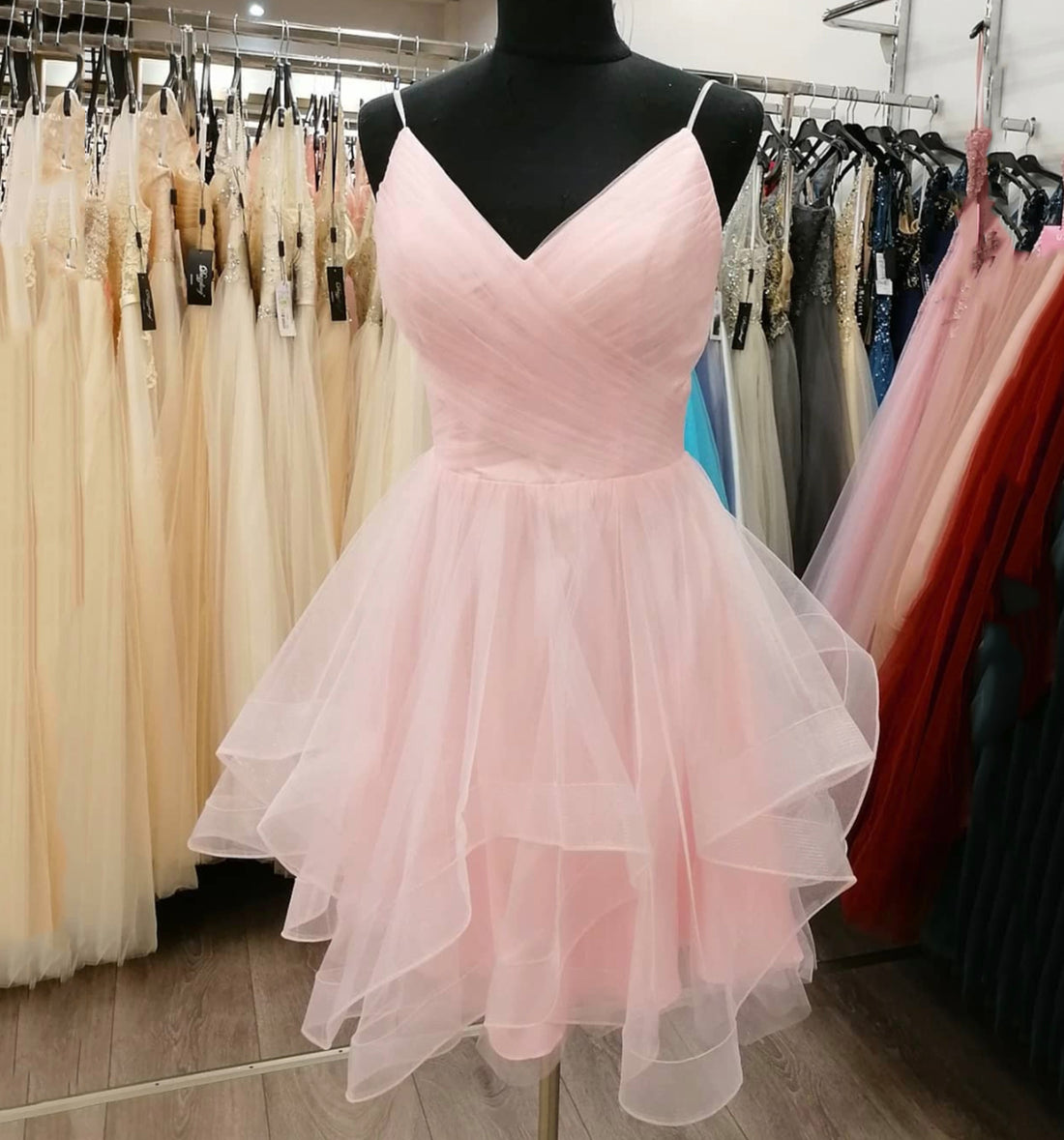 Unique Hot Pink Tulle Short Homecoming Dress, Princess Dot Graduation Party Dresses GM481 main image 1