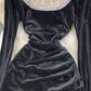 Black Velvet Long Sleeve Dress Fashion Dress  10929