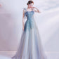 Cute tulle sequins long prom dress A line evening gown  10227