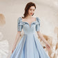 Cute satin long prom dress blue evening dress  10531